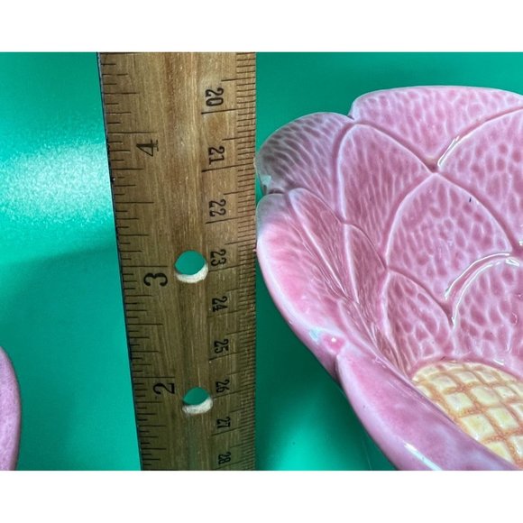 TIC Pottery Flowers Pink USA Bowls Vase Dip Snack Ceramic Set of 2 6" - Picture 6 of 9